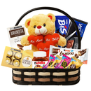 Cesta Romântica com Urso de Pelúcia e Chocolates