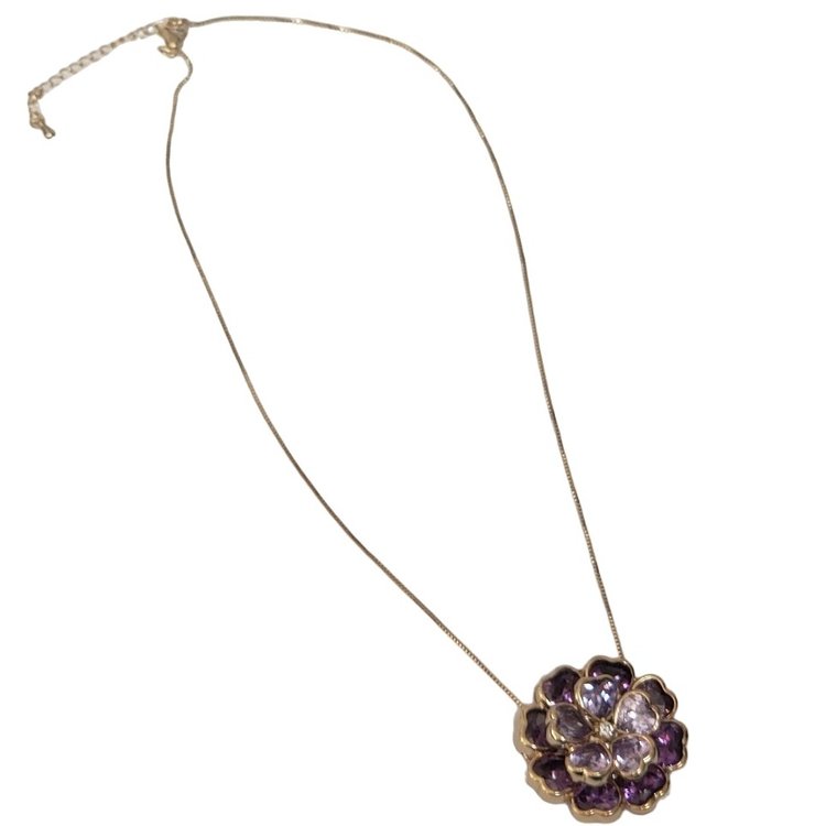 Colar Flor Pedra Fusion Ametista