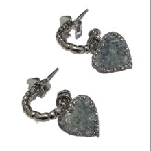 Brinco Coração Cristal Azul