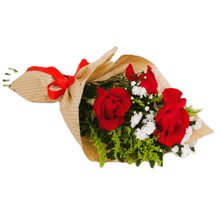 Buquê de 3 Rosas Vermelhas Grandes