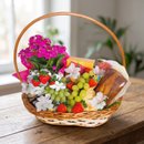 Cesta de Café da Manhã M em Vime Flor Plantada e Doces