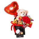 Caixa Gaveta Romântica com Chocolates Urso e Flores