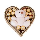 Cesta Coração Rústico M Ferrero Rocher Urso de Pelúcia