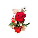 Urso de Pelúcia 20cm Com Coração e Arranjo de Rosa