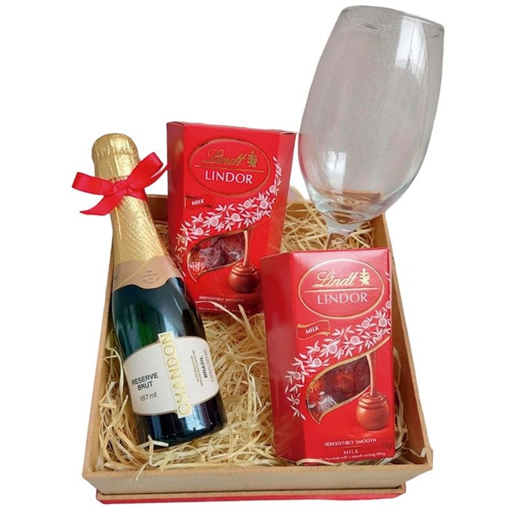 Box Luxo de Mini Chandon e Lindt