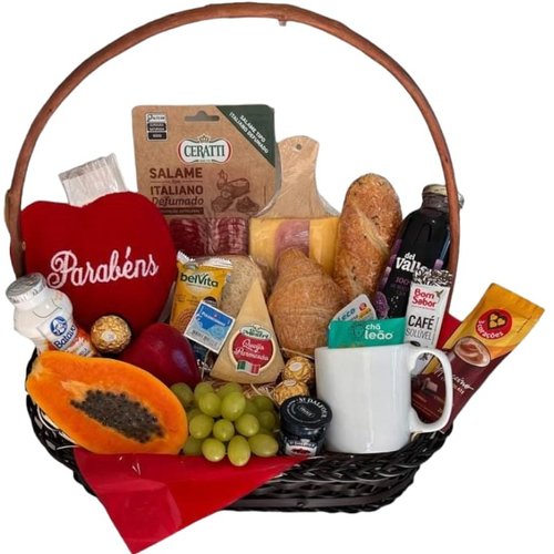 Cesta de Café Luxo Aniversário Feliz