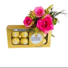 Ramalhete 3 Rosas Pink e Ferrero