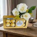 Ramalhete 3 Rosas Brancas e Ferrero 
