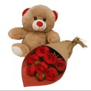 Kit Amor Clássico com Ursinho e Rosas Vermelhas