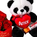 Ursinho Panda Apaixonado e Rosas