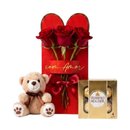 Trio Exclusivo de Rosas Ursinho e Ferrero