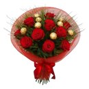 Buquê Premium Rosas e Ferrero em Tela