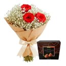 Buquê 3 Rosas Vermelhas e Trufas Belgas