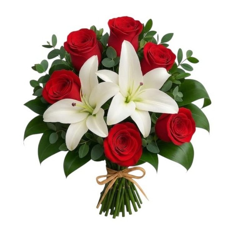Buquê Elegante de Lírios e Rosas