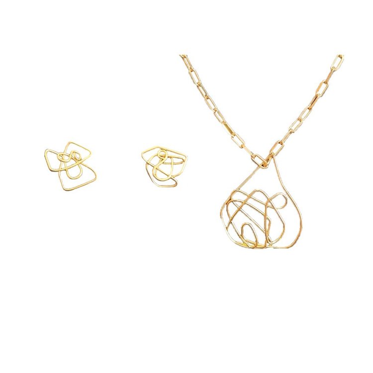 Conjunto Colar e Brinco Primavera Ouro