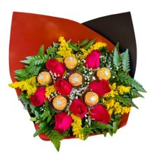 Buquê de Rosas Com Ferrero Rocher