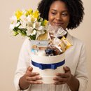 Cesta de Café da Manhã com Flores G Azul