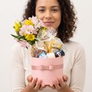 Cesta de Café da Manhã com Flores G Rosa