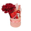 Cesta Luxo Rosa G - Flores, Vinho e Lindt