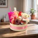 Cesta de Café da Manhã Infantil Dia de Alegria Rosa