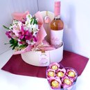 Cesta Dia das Mães  Flores e Vinho Rosé