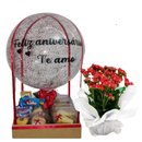 Cesta de cafe da manhã/tarde Mini Premium com flor