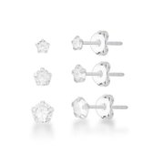 Trio De Brincos De Prata 925 Ponto de Luz