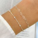 Kit Pulseiras de Prata 925 Coração e Bolinhas