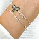 Kit Pulseiras de Prata 925 Coração e Bolinhas
