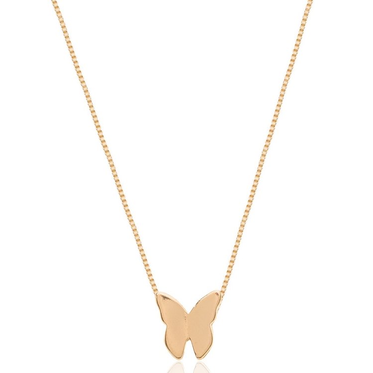 Colar Borboleta Origami Banhado a Ouro 18K