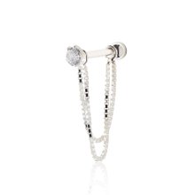 Piercing de Prata para Hélix Ponto de Luz e Corrente D