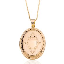 Colar Relicário Oval Banhado a Ouro 18K