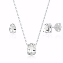 Conjunto Gota Zircônia em Prata 925