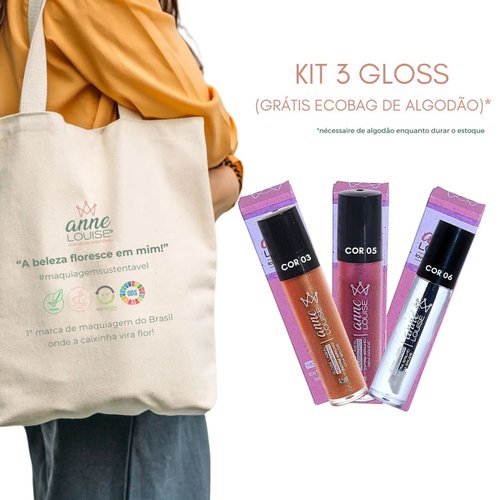 Kit 3 Gloss Labial Vegano 4, 5 m L Shine