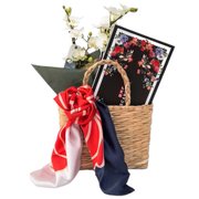 Kit Mimos Lenço Scarf Me, Orquídea na Sacola de Palha