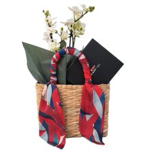 Kit Mimos Twilly Scarf Me, Orquídea na Sacola de Palha