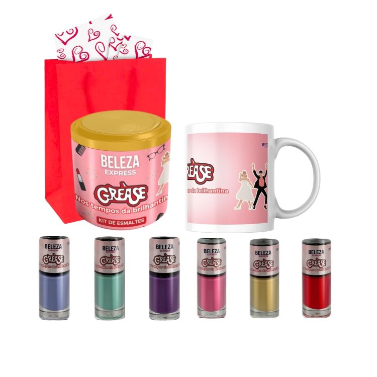 Kit Namorados Lata com Esmaltes e Caneca Grease