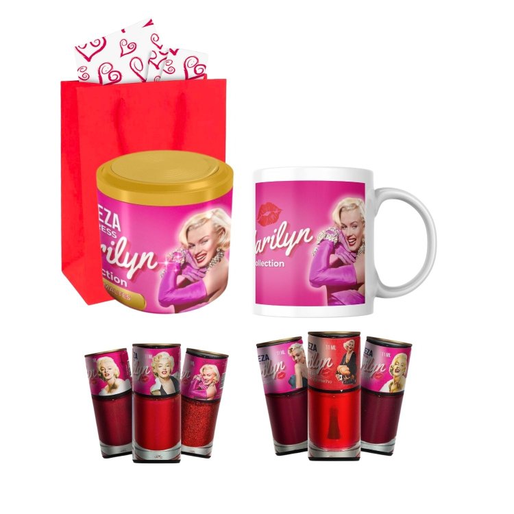 kit Namorados Lata com Esmaltes e Caneca Marilyn