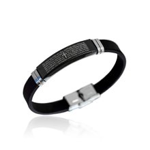 Pulseira Safra Black Oração Pai Nosso em Aço