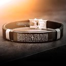 Pulseira Safra Black Oração Pai Nosso em Aço