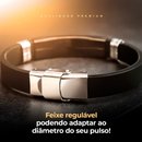 Pulseira Safra Black Oração Pai Nosso em Aço