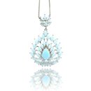 Colar Lafont com Cristal Turquesa Ouro Branco