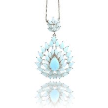 Colar Lafont com Cristal Turquesa Ouro Branco