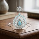Colar Lafont com Cristal Turquesa Ouro Branco