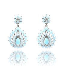 Brinco Lafont com Cristal Turquesa Ouro Branco