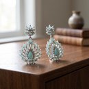 Brinco Lafont com Cristal Turquesa Ouro Branco