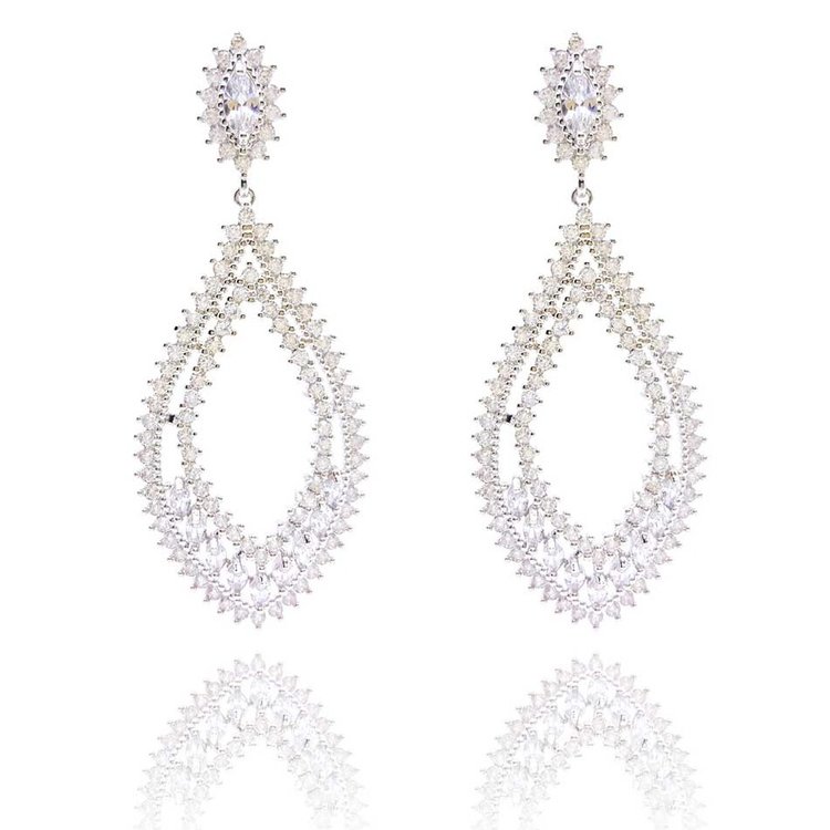Brinco Luna Cristal Ouro Branco