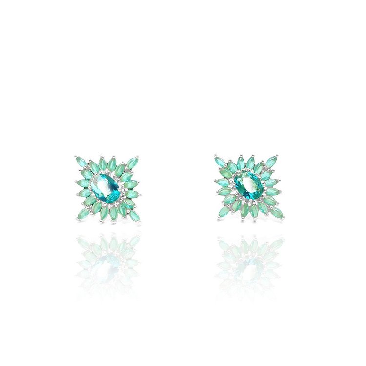 Brinco Etoile Cristal Cor Turmalina Verde com Navetes