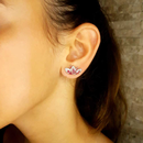Brinco B.Fly Cristal Cor Turmalina Rosa Ouro Branco