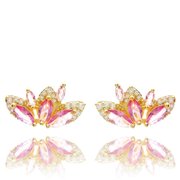 Brinco B.Fly Cristal Cor Turmalina Rosa Ouro Amarelo